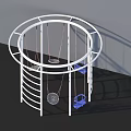 Circular White Metal Playground Equipment With Blue Seats Spherical Swing And Ladder Structure