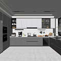 Modern Kitchen Interior with Gray White Cabinets Countertop Appliances and Natural Light