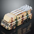 Camouflage Military Vehicle Truck Equipped with Multiple Long Range Missile Launchers