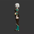 Fantasy Game Character Featuring White Hair Elf Ears Brown Green Outfit And Green Boots