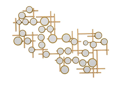 Wall Decor With Golden Lines And White Circles In Intersecting Grid Pattern 3d model