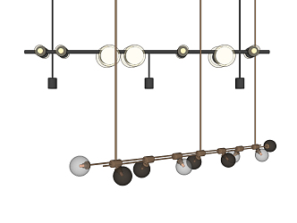 Light Luxury Chandelier Long Chandelier Combination 3d model