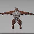 Muscular Red Fur Fox Humanoid Creature With White Chest Arm Bands Sharp Claws Outstretched Arms