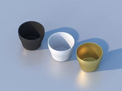 Modern Household Cups in Black White and Gold Colors for Daily Use 3d model