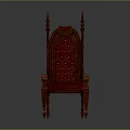 Elegant Red Upholstered Chair With Wooden Frame Ornate Spires And Diamond Tufted Design