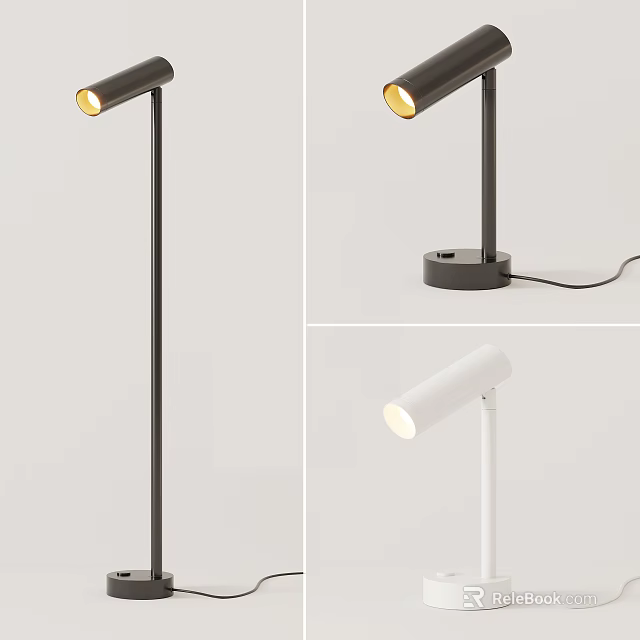 Modern Lighting Combinations with Black Floor Lamp White Table Lamp and Minimalist Design 3d model 