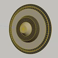 Round Wall Decor With Black Metal Frame And Light Textured Panel Mounted On Beige Wall