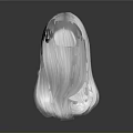 3D Head Model With White Long Curly Hair Wig Featuring Natural Bangs And Shiny Texture