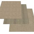 Neutral Toned Square Rugs with Smooth and Striped Textures Stacked Together