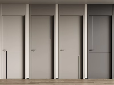 Modern Interior Hinged Doors In Various Neutral Shades With Wooden Floor 3d model