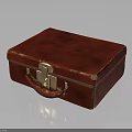 Red Leather Storage Box Featuring Gold Lock Handle And Shiny Surface Design 3d model