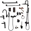 Modern Bathroom Accessories Set With Faucets Shower Heads Towel Bars Hooks And Holders