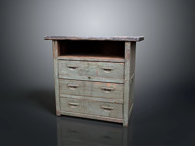 Vintage Wooden Chest Of Drawers With Marble Top And Retro Design Elements 3d model
