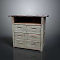 Vintage Wooden Chest Of Drawers With Marble Top And Retro Design Elements