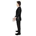 Man Dressed In Black Suit And Tie Standing With Arms Outstretched 3d model