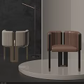 Modern Luxury Single Chair With Beige Brown Leather And Metal Legs Design