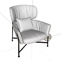Gray Fabric Single Sofa With Accent Pillow And Modern Metal Legs Design