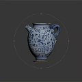 Elegant Blue And White Ceramic Ewer With Floral Patterns Double Handles And Traditional Design