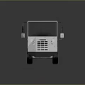 Small White Utility Vehicle with Windows Doors and Black Tires and Yellow Logo on Side