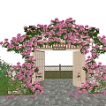 Modern Vine Vine Rosa Climbing Vine Rose Flower Flowering Green Plant Wall 3d model