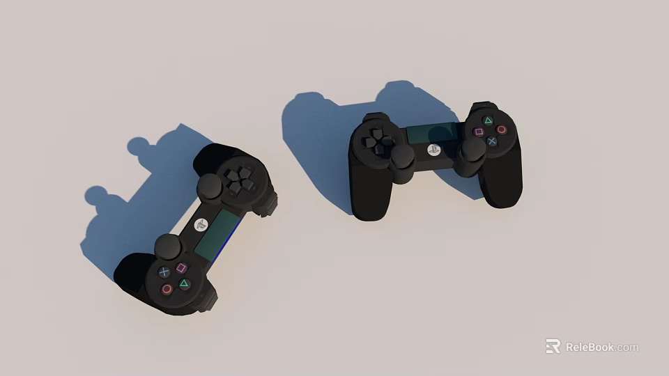 Two Black Game Controllers As Entertainment Appliances With Dual Analog Sticks Design 3d model 