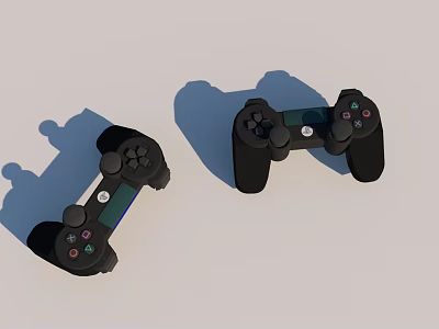 Two Black Game Controllers As Entertainment Appliances With Dual Analog Sticks Design 3d model