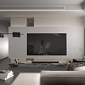 Modern Living and Dining Room With Gray Sofa Wall Art Dining Table And Open Kitchen