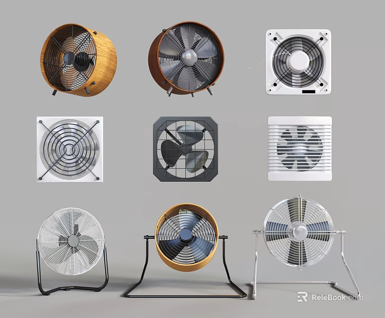 Different Types of Air Cooler Fans With Various Designs for Home Cooling 3d model 