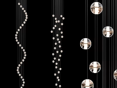 Modern Crystal Chandelier Design With Spherical Glass Balls And Hanging Beads For Interior Decor 3d model