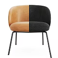 Beige Plush Accent Chair With Curved Backrest Black Metal Legs And Decorative Balls
