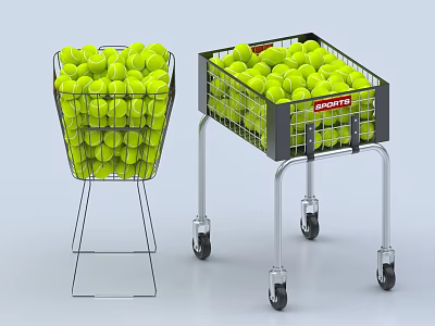 Wilson Metal Sports Equipment Storage Baskets With Wheels Stand And Tennis Balls 3d model