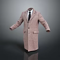 Classic Plaid Long Coat For Men With Formal Shirt And Tie