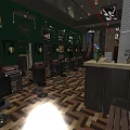 Stylish Beauty Hair Salon Interior With Green Walls Vintage Mirrors And Black Styling Chairs