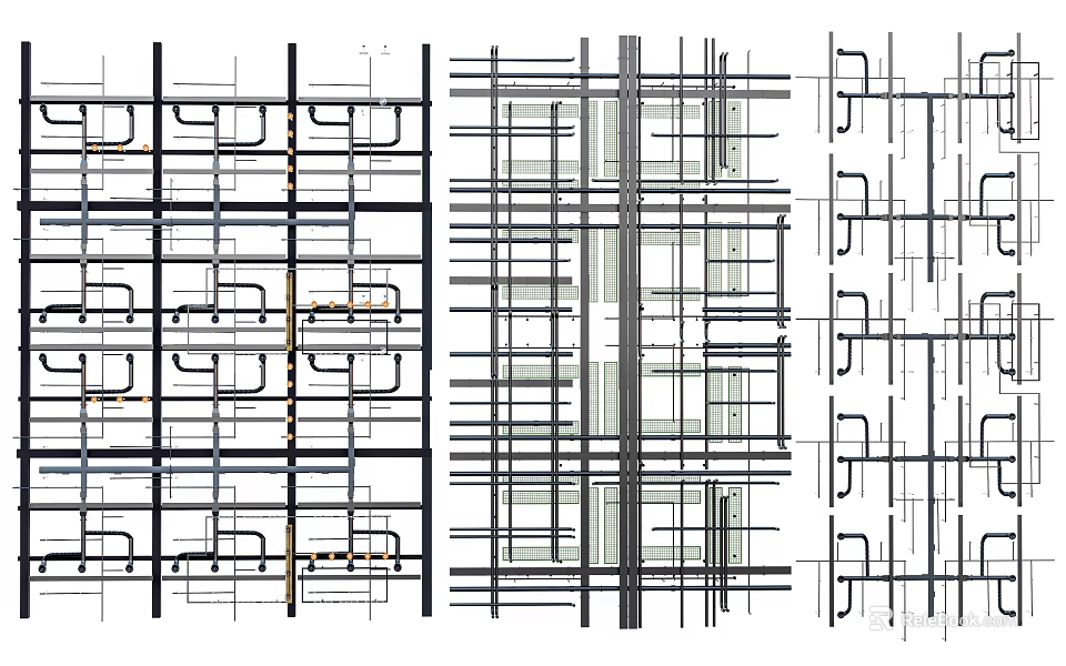 Contemporary Ceiling Design With Grid Structure Lines And Modern Architectural Details 3d model 