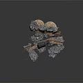 Modern Miniature Scene Featuring Rocks Wooden Bridge Black Vehicle And Crates