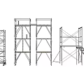 Various Types of Construction Scaffolding Structures with Stairs and Platforms