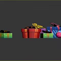 Colorful Household Gift Boxes With Decorative Ribbon Bows In Various Colors And Shapes