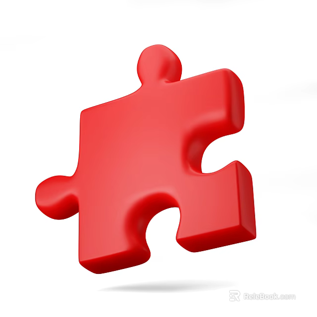 Stylish Decorative Ornament Combination Featuring Red Puzzle Piece Design 3d model