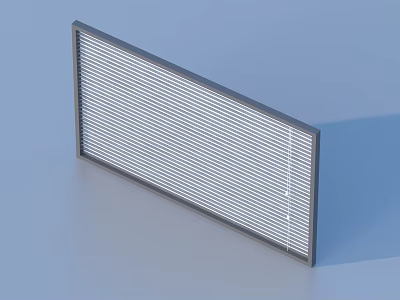 Gray Rectangular Striped Household Air Filter With Efficient Design For Home Use 3d model