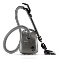 Efficient Modern Vacuum Cleaner With Sleek Silver Body And Flexible Hose