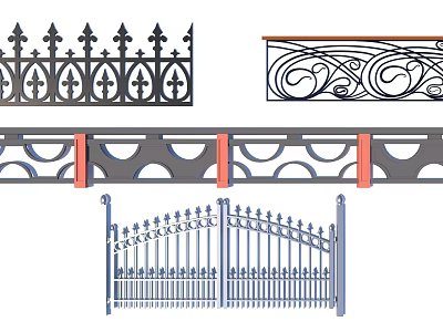 Decorative Metal Fence And Gate Designs Featuring Ornate Scrollwork And Classic Patterns 3d model