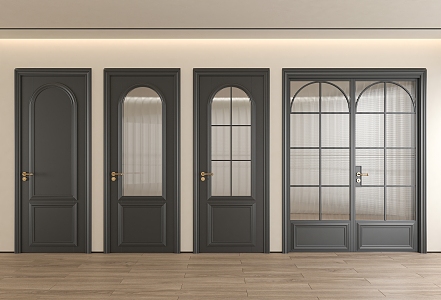 Modern door combination single door double door 3d model