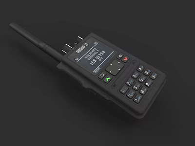 Handheld Black Walkie Talkie With Display Screen Keypad And Antenna 3d model