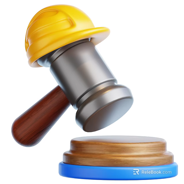 Yellow Hard Hat Placed On Metal Hammer With Wooden Handle And Base For Hardware Tools 3d model 