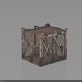 Rusty Metal Cage Equipment With Chains And Mesh Structure For Industrial Use 3d model
