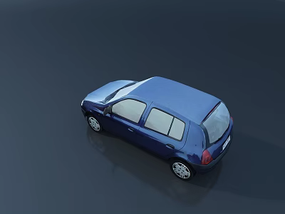 Blue Hatchback Car Exterior Design With Aerial View And Modern Styling 3d model