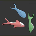 Colorful Animal Shaped Toys Blue Whale Pink Shark Green Crocodile for Kids