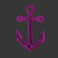 Vintage Metal Anchor With Circular Rings Rustic Finish And Pointed Flukes On Gray Background
