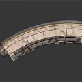 Rusty Curved Industrial Pipe System With Multiple Tubes And Support Frames