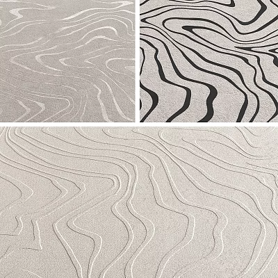 Square Rugs In Light And Dark Tones With Wave Textures 3d model